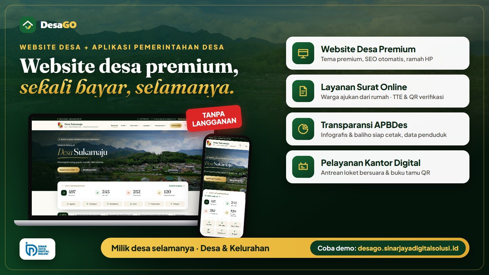 DesaGO Lisensi Selamanya — Website Desa Premium + Aplikasi Desa, Sekali Bayar